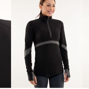 Lululemon Run: Distance Pullover Long Sleeve In Black/Heathered Black Size 4